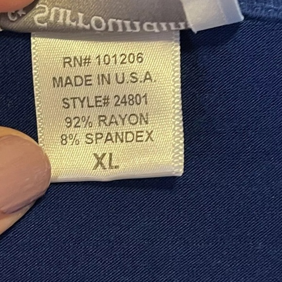 Soft Surroundings Top 1X Cowl Neck Tie Dye Blue Jersey Soft Vacation Beach USA - Picture 8 of 9